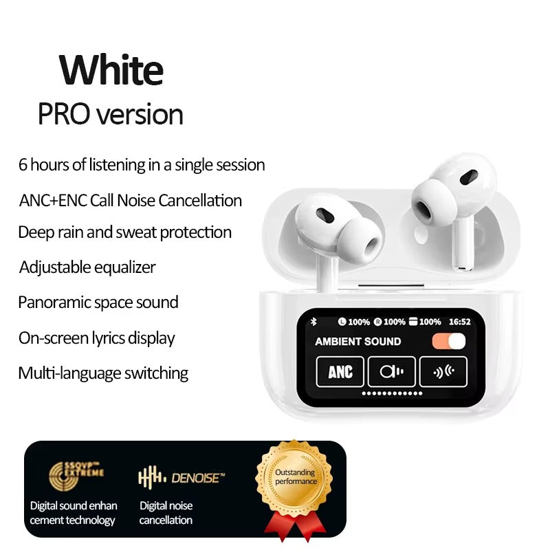 Auriculares Inalámbricos A9PRO pantalla a color inteligente ANC Bluetooth 5,3
